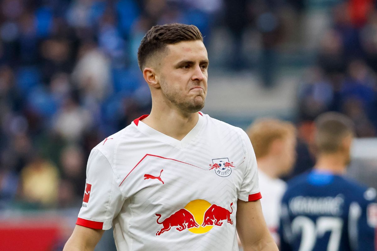 Christoph Baumgartner pictured in action for RB Leipzig.