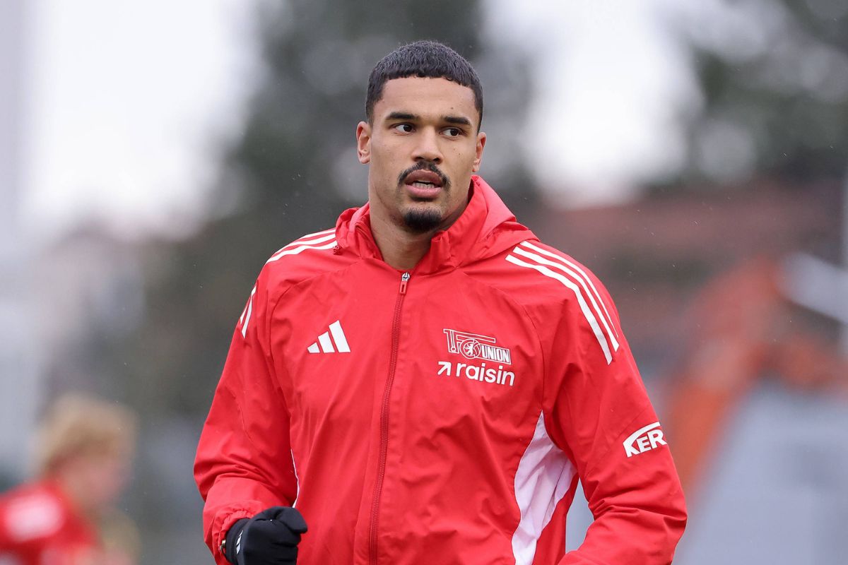 Union Berlin star Danilho Doekhi pictured in training.