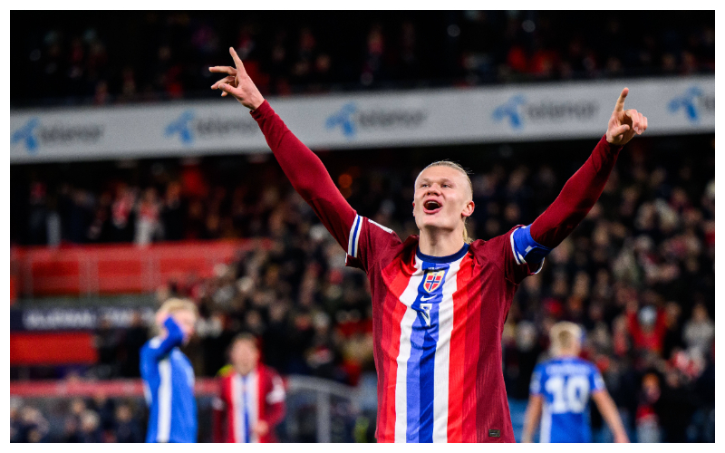 Haaland celebrating his goal || Credit - IMAGO / Bildbyran