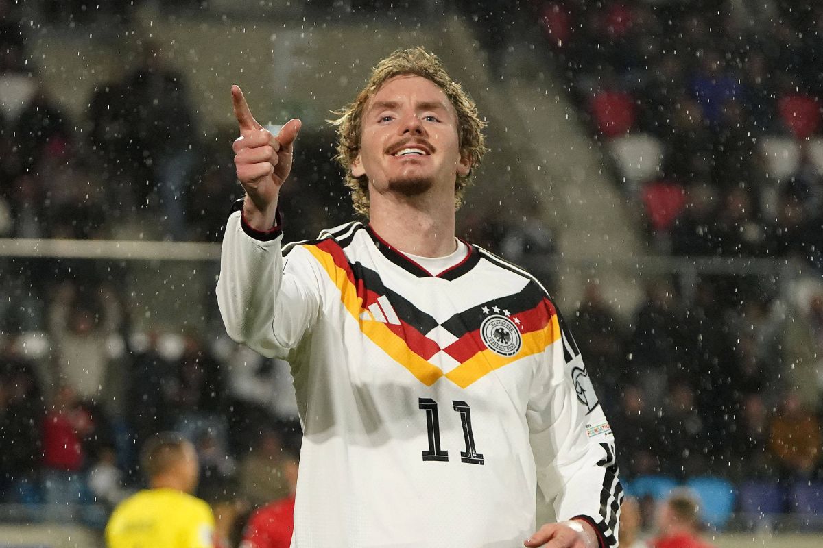 Nick Woltemade pictured in action for Germany.
