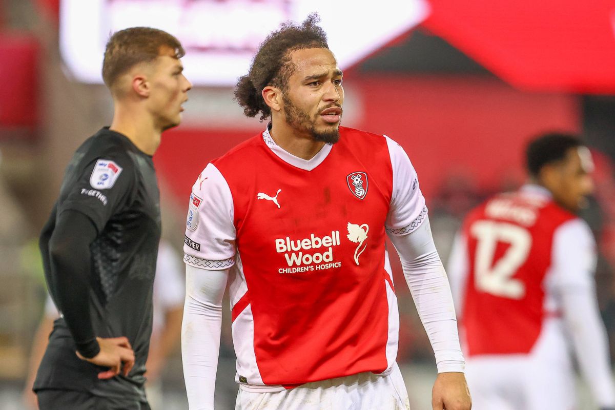 Sam Nombe pictured in action for Rotherham United.