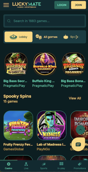LuckyMate casino games