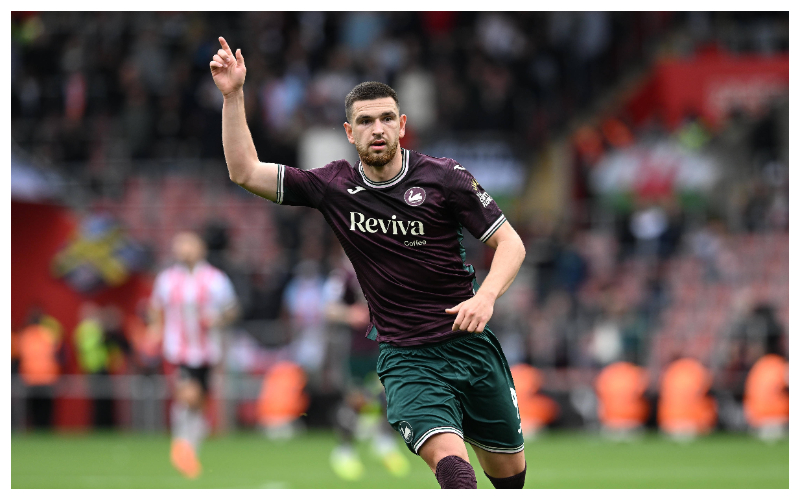 Zan Vipotnik, celebrating his goal for Swansea || Credit - IMAGO /&nbsp;Pro Sports Images