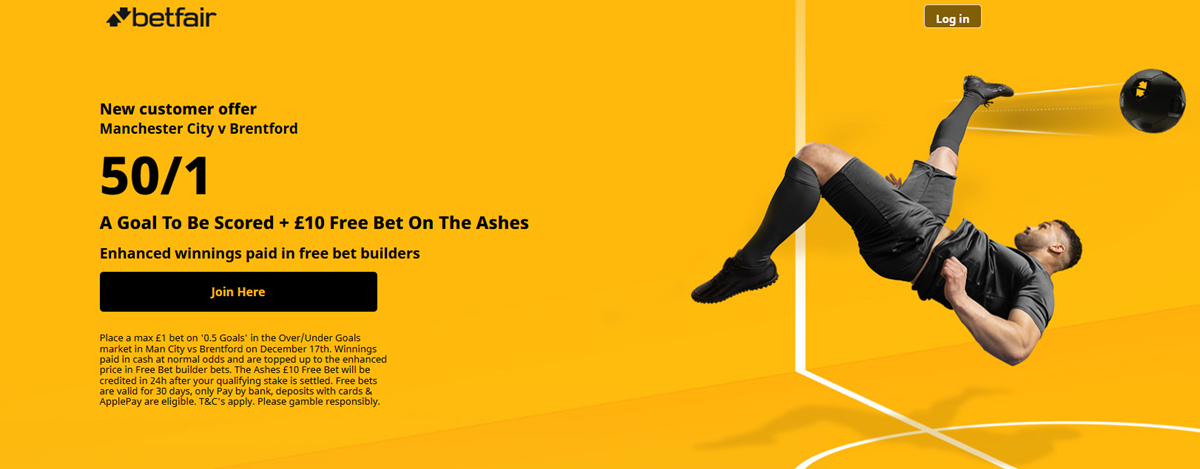 Man City vs Brentford Betfair offer
