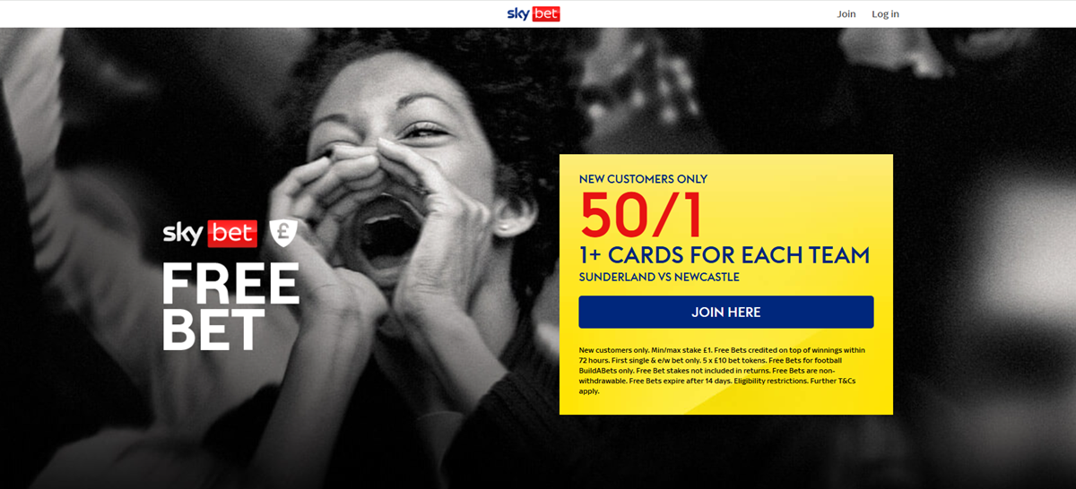 Sunderland vs Newcastle Sky Bet promo offer