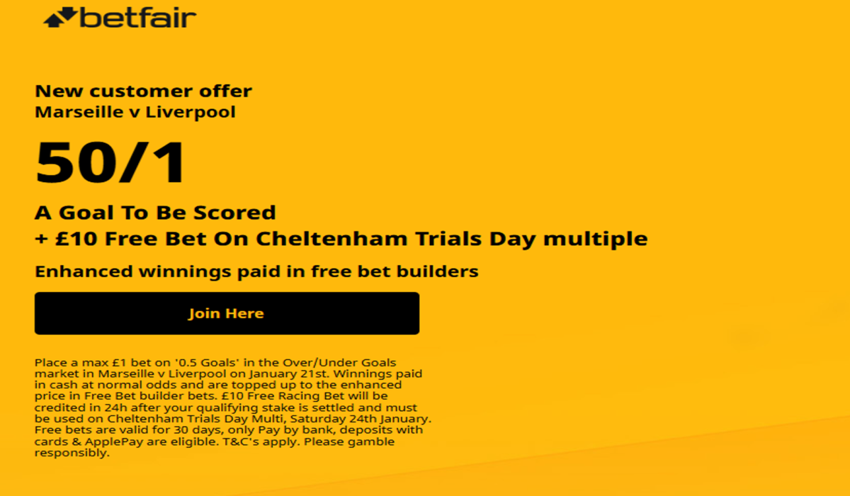 Betfair promo offer for Marseille vs Liverpool