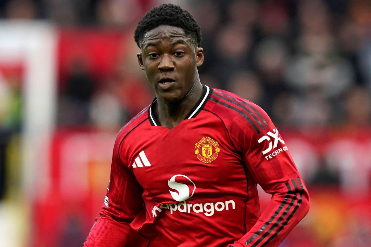 Kobbie Mainoo pictured in action for Manchester United