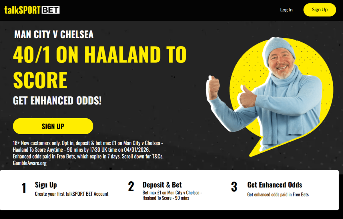 talkSPORT BET promo offer for Man City vs Chelsea