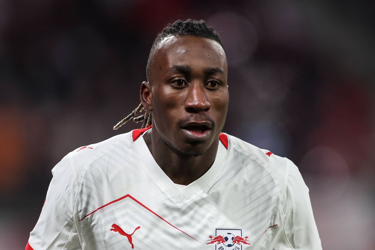 Young RB Leipzig star Yan Diomande pictured in action.  