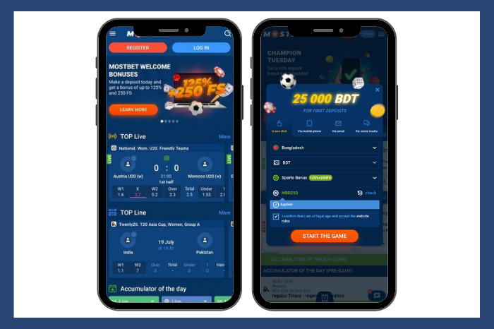 Activate Mostbet promo code MBD250 during registration