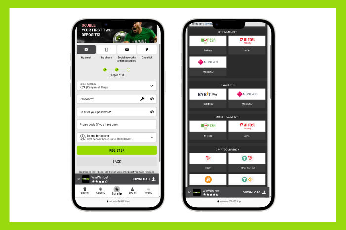 Applying WinWin promo code Kenya