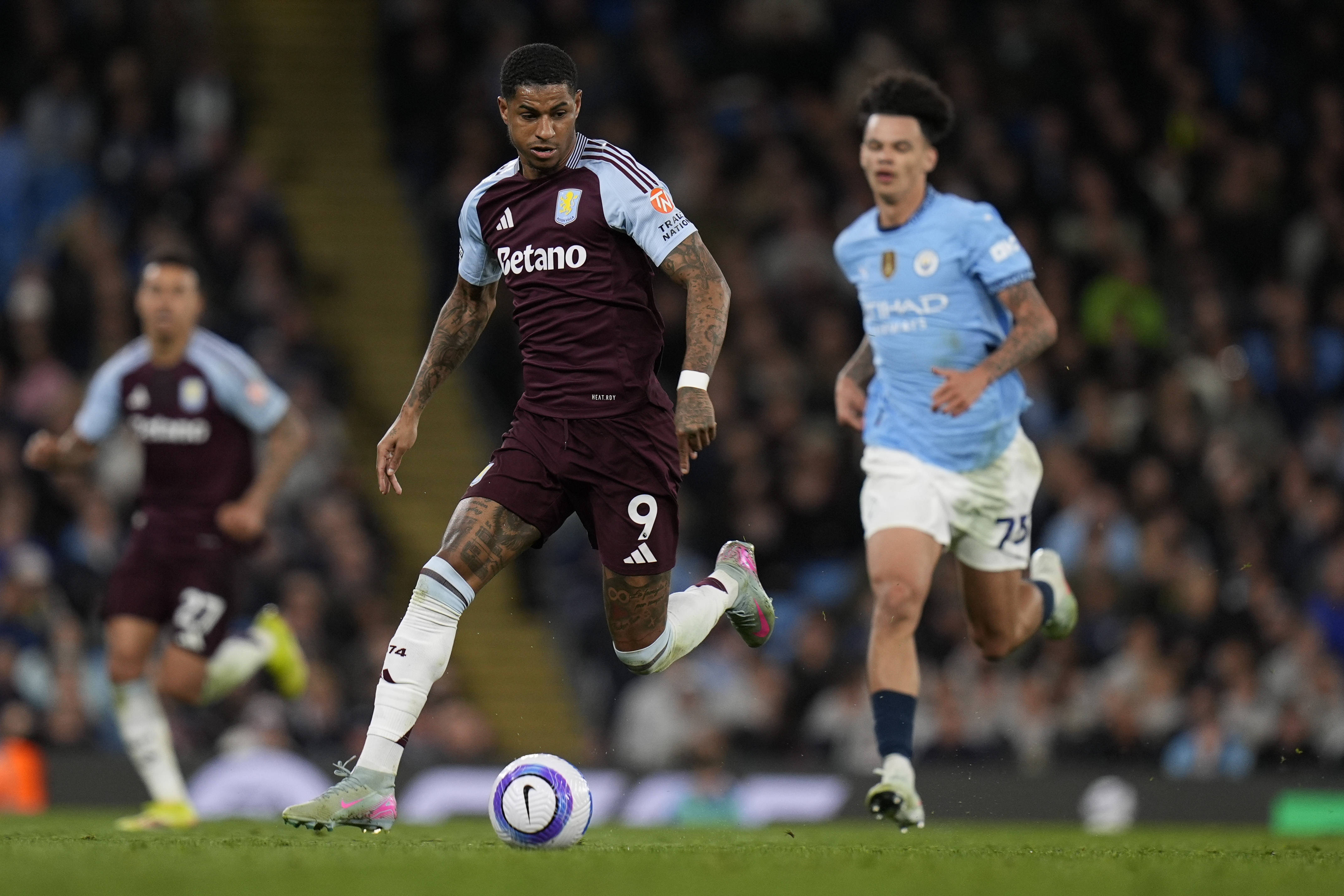 Marcus Rashford in action for Aston Villa