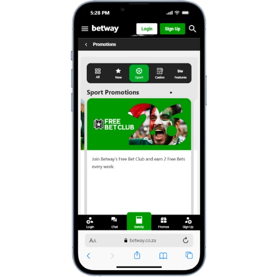 Betway free bet club promotional banner.