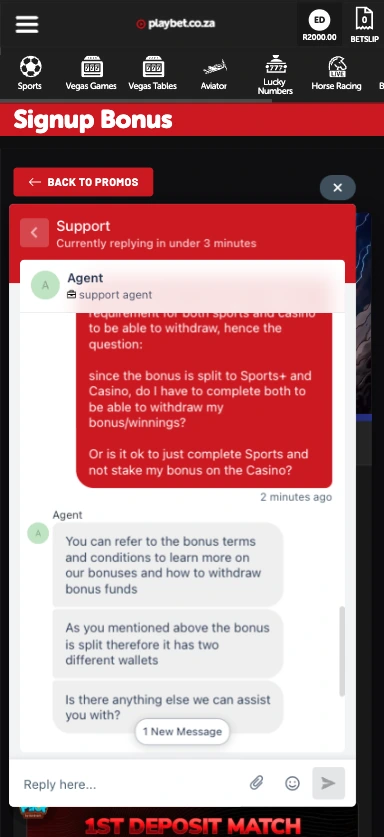 Playbet bonus confirmation