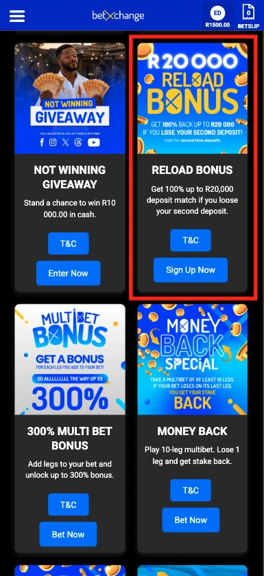 betXchange reload bonus