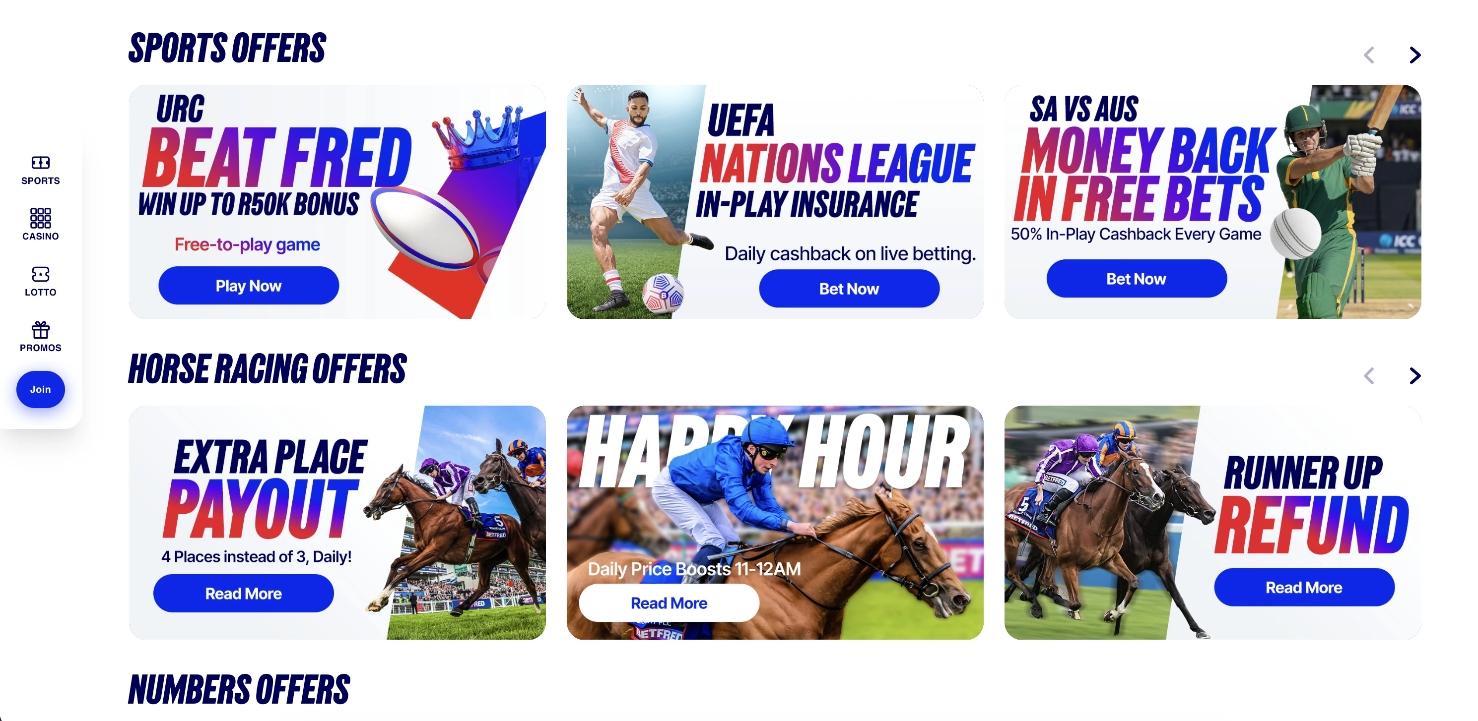 Betfred existing Promotions for South African
