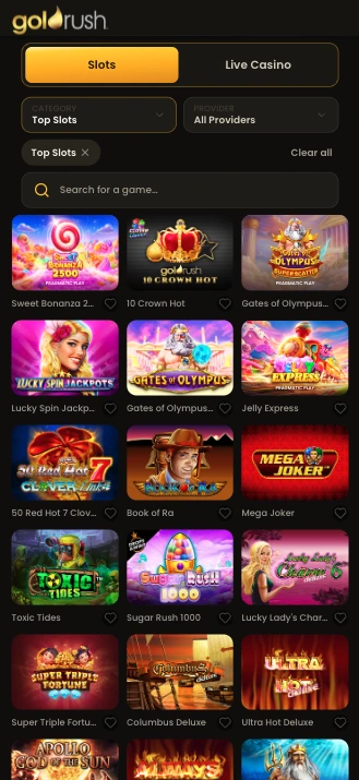 Goldrush Top Slots are recommended to complete welcome bonus