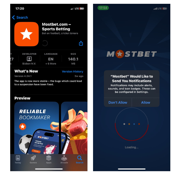 An image showing Mostbet App Download page on App Store