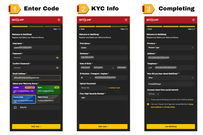 Steps to apply BetOlimp promo code