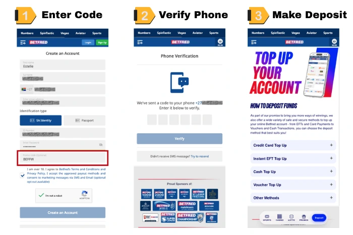 Steps to apply Betfred promo code in South Africa