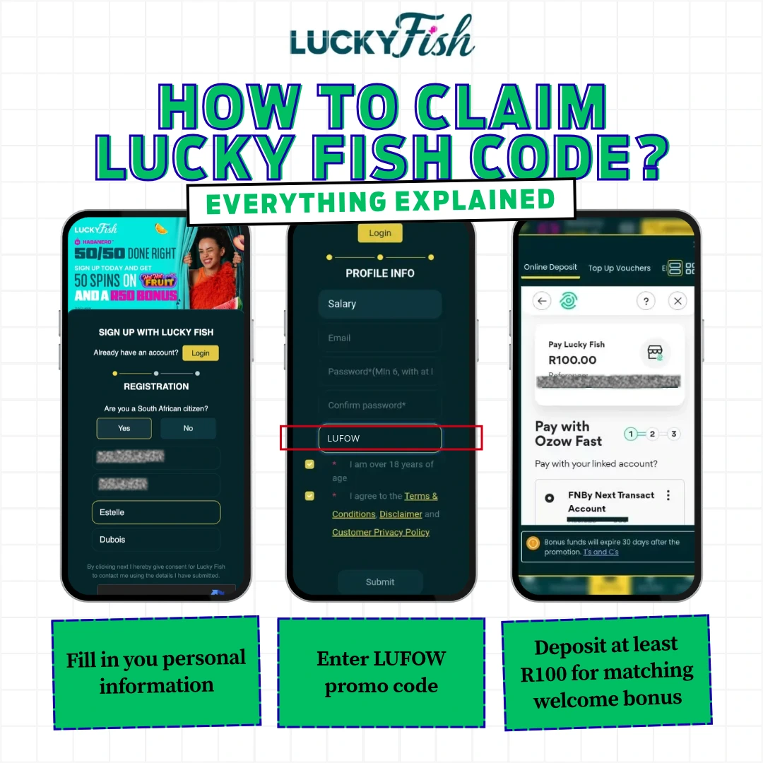 steps to use Lucky Fish promo code LUFOW